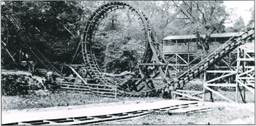 The disturbing 'Flip-Flap', or 'Topsy Turvey', white knuckle ride at Eastham